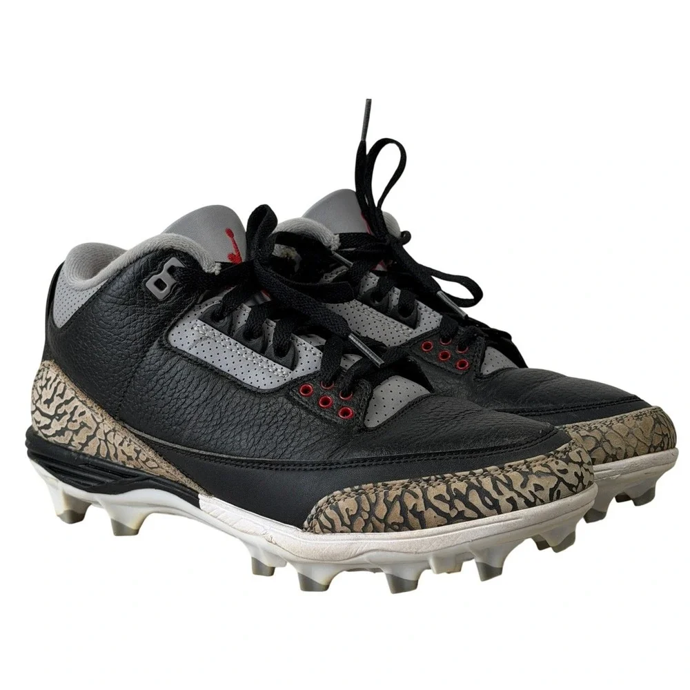 Air Jordan 3 Retro TD Mens Size 8 Mid Black Cement Football Cleats FZ8626-001‎